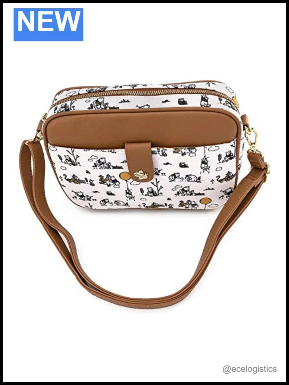 Loungefly Disney Winnie The Pooh Line Drawing Canvas Crossbody Bag